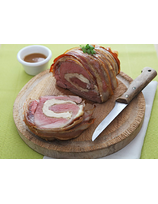 Rôti de veau bardé de ventrèche et fromage de brebis