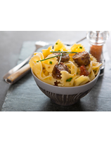 Farfalles aux saucisses confites