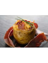 Jambon poêlé et pomme de terre farcie 