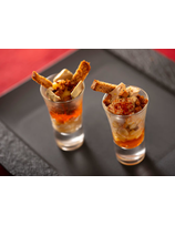 VERRINES DE POMMES ET FOIE GRAS EN CRUMBLE DE PAIN D'EPICES