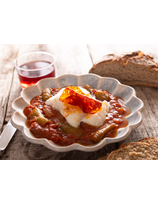 Cabillaud sur lis de piperade et chorizo des Aldudes