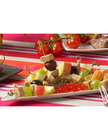 Brochettes de foie gras aux raisins rouges et blancs