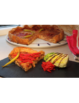 Recette de tarte aux chichons, ventrèche et pimientos del piquillo