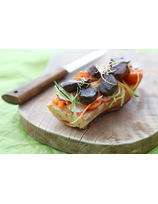 Tartines de gésiers avec petits légumes
