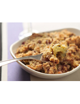 Crumble de ventrêche au poireau et au fromage