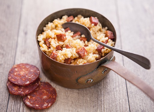 Risotto au chorizo des Aldudes et fromage de brebis
