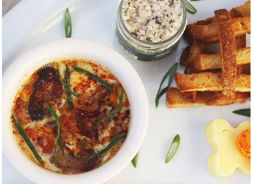 Oeuf cocotte au boudin blanc