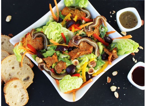 Salade tiède aux oreilles de Porc Basque