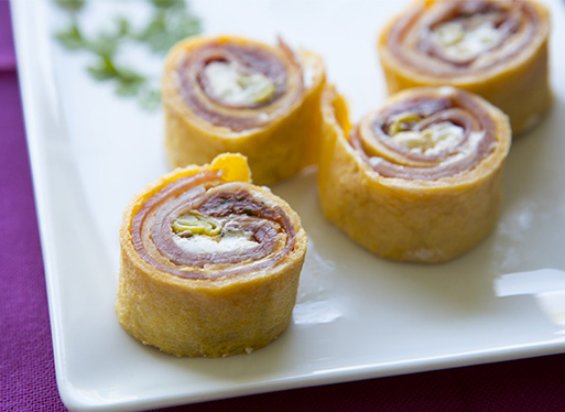 Roulés d’omelette au jambon