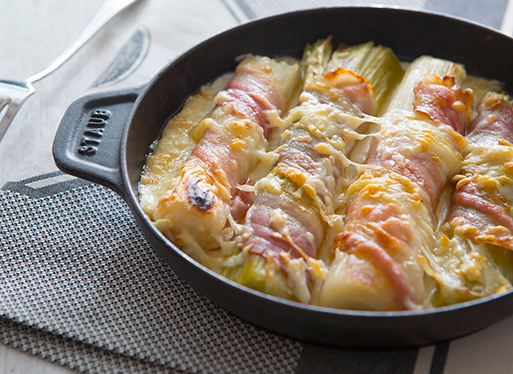 Gratin de poireaux et ventrèche