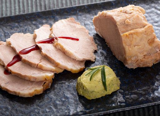 Confit de Porc Basque et délice de courgettes à la coriandre