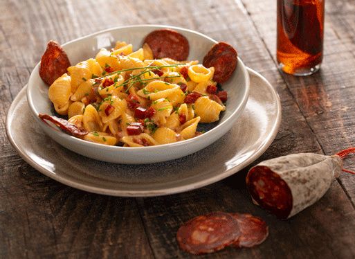 Pâtes à la crème de chorizo des Aldudes