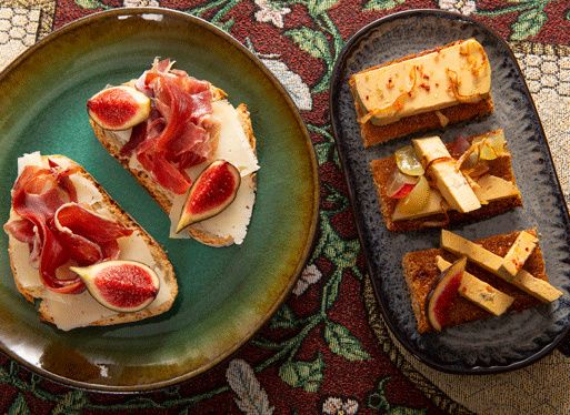 Toasts de fêtes foie gras et jambon