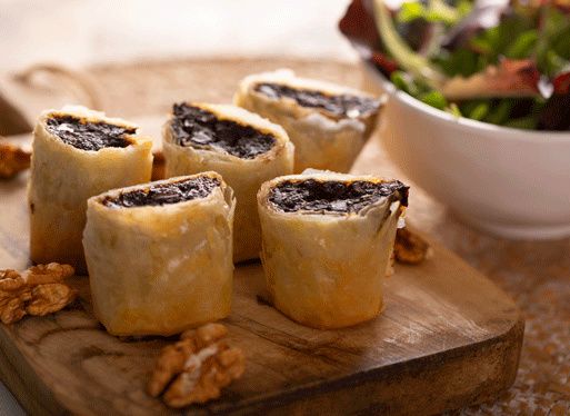 Bouchée de boudin basque et noix en pâte filo