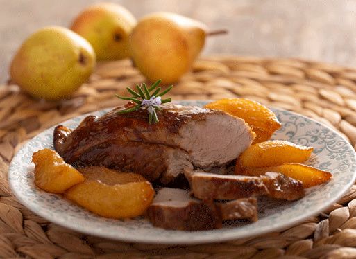 Filet mignon de Kintoa AOP au miel et poires