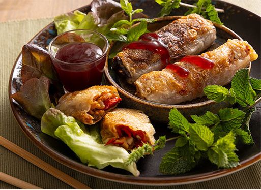 Nems aux pommes et boudin basque