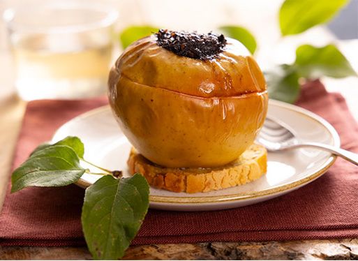 Pommes au four et boudin noir