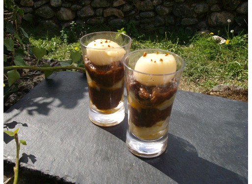 Recette de verrine de boudin basque, pommes et Saint Jacques