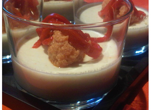 Recette de verrines de panacotta d'asperges et pimientos del piquillo