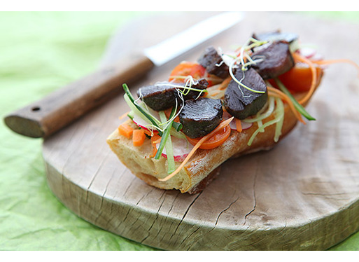 Tartines de gésiers avec petits légumes