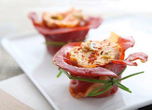 Nids de jambon et piperade