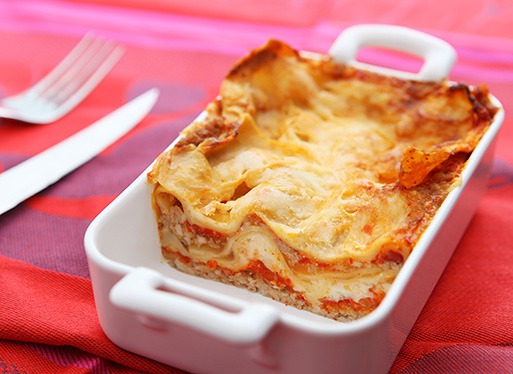 Lasagnes aux chichons et pimientos del piquillo